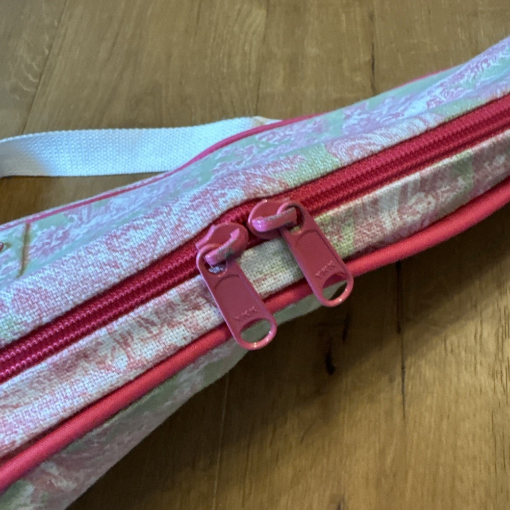Ame & Lulu Boston Green Pink Toile Zip Up Tennis Racquet Bag With Pocket - Picture 10 of 14